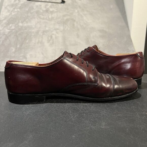 Vintage Cole Haan Cap Toe Oxford Mens 11 D Burgundy Leather Lace Up Dress Shoes - Picture 7 of 11